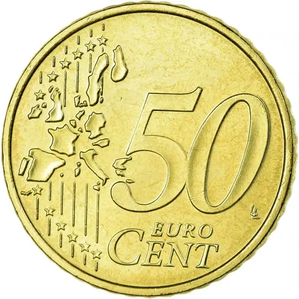 Pièce de 50 centimes d’euro Allemagne 2002 F : tranche, symboles de l’Union européenne